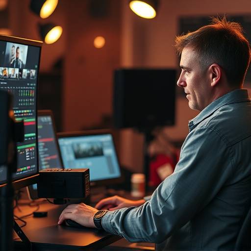Imagen de un editor de video trabajando en una estación de edición.